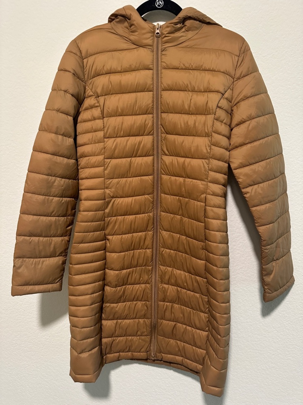 Lightweight Quilted Hooded Coat - Camel
